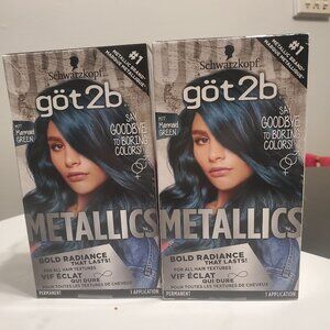 2 boxes of new Schwarzkopf Got2b Metallics Mermaid Green M77 permanent hair colo